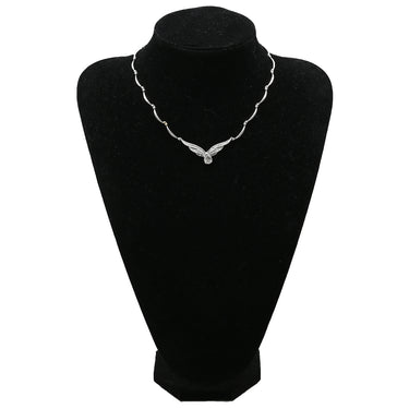 ノンブランド NON BRAND ダイヤ ペンダント ホワイトゴールド K18WG ダイヤモンド ネックレス K18WG Au750 18K 18金 メレダイア ウィング 翼デザイン プレートチェーン 雫 1P