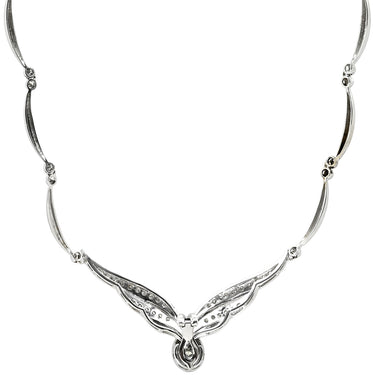 ノンブランド NON BRAND ダイヤ ペンダント ホワイトゴールド K18WG ダイヤモンド ネックレス K18WG Au750 18K 18金 メレダイア ウィング 翼デザイン プレートチェーン 雫 1P