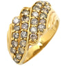 ノンブランド NON BRAND ダイヤモンド 1.14ct イエローゴールド K18YG ダイヤモンド リング 指輪 K18YG パヴェ メレダイヤ 4列 4連 幅広 ボリュームリング ウェーブ 11号