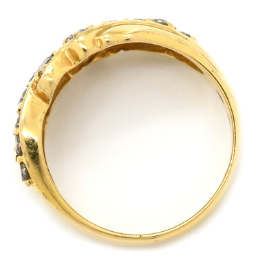 ノンブランド NON BRAND ダイヤモンド 1.14ct イエローゴールド K18YG ダイヤモンド リング 指輪 K18YG パヴェ メレダイヤ 4列 4連 幅広 ボリュームリング ウェーブ 11号