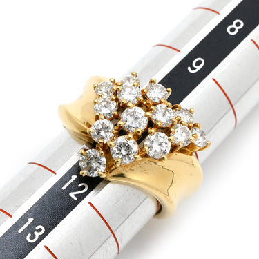ノンブランド NON BRAND ダイヤリング イエローゴールド K18YG ダイヤモンド リング 指輪 K18 Au750 YG 1.53ct ダイヤモンド クラスターセッティング 11号