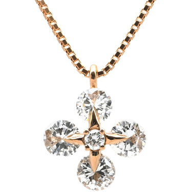 ノンブランド NON BRAND クロス ダイヤモンド ピンクゴールド K18PG ダイヤモンド ネックレス Au750 18K 18金 PG フラワーモチーフ 5P 5粒