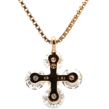 ノンブランド NON BRAND クロス ダイヤモンド ピンクゴールド K18PG ダイヤモンド ネックレス Au750 18K 18金 PG フラワーモチーフ 5P 5粒