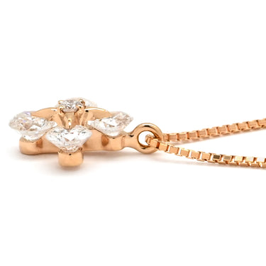 ノンブランド NON BRAND クロス ダイヤモンド ピンクゴールド K18PG ダイヤモンド ネックレス Au750 18K 18金 PG フラワーモチーフ 5P 5粒