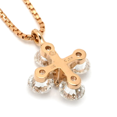 ノンブランド NON BRAND クロス ダイヤモンド ピンクゴールド K18PG ダイヤモンド ネックレス Au750 18K 18金 PG フラワーモチーフ 5P 5粒