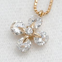 ノンブランド NON BRAND クロス ダイヤモンド ピンクゴールド K18PG ダイヤモンド ネックレス Au750 18K 18金 PG フラワーモチーフ 5P 5粒