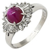 ノンブランド NON BRAND スタールビー 1.96ct ダイヤ レッドXプラチナシルバー Pt900 ルビー ダイヤモンド リング 指輪 赤 1粒 テーパー メレダイヤ オーバルカボションカット プラチナ 13.5号