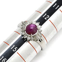 ノンブランド NON BRAND スタールビー 1.96ct ダイヤ レッドXプラチナシルバー Pt900 ルビー ダイヤモンド リング 指輪 赤 1粒 テーパー メレダイヤ オーバルカボションカット プラチナ 13.5号