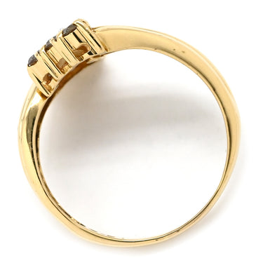 ノンブランド NON BRAND ダイヤ リング イエローゴールド K18YG ダイヤモンド リング 指輪 Au750 18K 18金 YG ブラウンダイヤ 0.51t 2連 トライアングル 14号