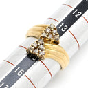 ノンブランド NON BRAND ダイヤ リング イエローゴールド K18YG ダイヤモンド リング 指輪 Au750 18K 18金 YG ブラウンダイヤ 0.51t 2連 トライアングル 14号