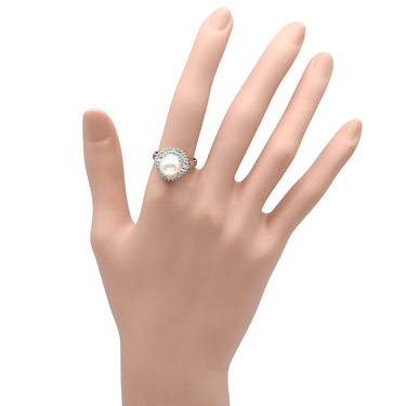 ノンブランド NON BRAND パール 9.0mm ダイヤ 0.50ct プラチナシルバー Pt900 パール ダイヤモンド リング 指輪 1P 1粒 あこや アコヤ 真珠 Pt900 プラチナ パヴェダイヤ 13.5号