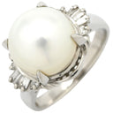 ノンブランド NON BRAND 白蝶パール ダイヤリング プラチナシルバー Pt900 パール ダイヤモンド リング 指輪 1粒 1P プラチナ900 11.5号