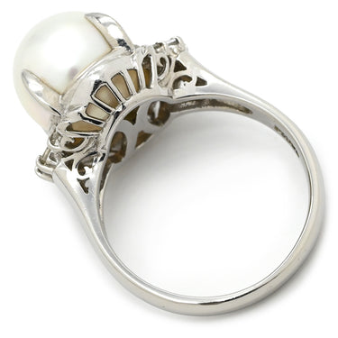 ノンブランド NON BRAND 白蝶パール ダイヤリング プラチナシルバー Pt900 パール ダイヤモンド リング 指輪 1粒 1P プラチナ900 11.5号