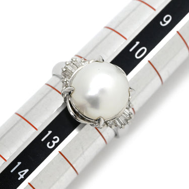 ノンブランド NON BRAND 白蝶パール ダイヤリング プラチナシルバー Pt900 パール ダイヤモンド リング 指輪 1粒 1P プラチナ900 11.5号