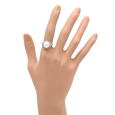 ノンブランド NON BRAND 白蝶パール ダイヤリング プラチナシルバー Pt900 パール ダイヤモンド リング 指輪 1粒 1P プラチナ900 11.5号