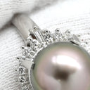 ノンブランド NON BRAND 黒蝶パール 10.8mm ダイヤ 0.41ct プラチナシルバー Pt900 パール ダイヤモンド リング 指輪 1P 1粒 大粒 真珠 ブラックパール Pt ダイヤ 17号