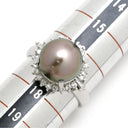 ノンブランド NON BRAND 黒蝶パール 10.8mm ダイヤ 0.41ct プラチナシルバー Pt900 パール ダイヤモンド リング 指輪 1P 1粒 大粒 真珠 ブラックパール Pt ダイヤ 17号