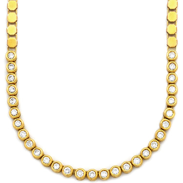 ノンブランド NON BRAND ダイヤ ペンダント イエローゴールド K18YG ダイヤモンド ネックレス Au750 18K 18金 インライン ベゼルセッティング 2.04ct