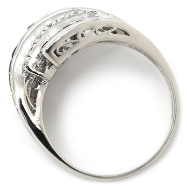 ノンブランド NON BRAND ルビー 0.99ct ダイヤ レッドXプラチナシルバー Pt900 ルビー ダイヤモンド リング 指輪 赤 デザインリング バゲットミックス ラウンドブリリアントカット プラチナ 12号