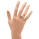 ノンブランド NON BRAND ダイヤ イエローゴールド×ホワイト K18YG ダイヤモンド パール リング 指輪 パヴェ YG Au750 18K 18金 ハートモチーフ 真珠 パール4粒 8.5号