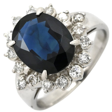 ノンブランド NON BRAND ブルーサファイア 3.00ct ダイヤ ブルー×プラチナシルバー Pt900 サファイア ダイヤモンド リング 指輪 青 Pt900 プラチナ オーバルミックスカット 6.5号