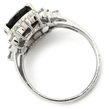 ノンブランド NON BRAND ブルーサファイア 3.00ct ダイヤ ブルー×プラチナシルバー Pt900 サファイア ダイヤモンド リング 指輪 青 Pt900 プラチナ オーバルミックスカット 6.5号