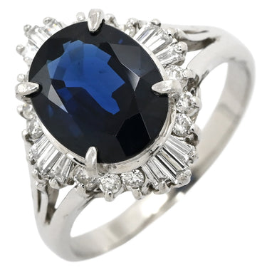 ノンブランド NON BRAND ブルーサファイア 2.73ct ダイヤリング プラチナシルバー Pt850 サファイア ダイヤモンド リング 指輪 青 ブルー Pt850 オーバルミックスカット 1石 13.5号