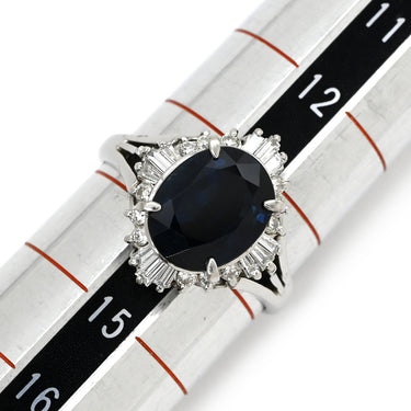 ノンブランド NON BRAND ブルーサファイア 2.73ct ダイヤリング プラチナシルバー Pt850 サファイア ダイヤモンド リング 指輪 青 ブルー Pt850 オーバルミックスカット 1石 13.5号