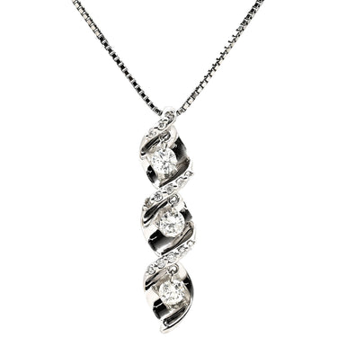 ノンブランド NON BRAND トリロジー ダイヤペンダント ホワイトゴールド K18WG ダイヤモンド ネックレス 3P 3粒 スリーストーンネックレス 18K WG Au750