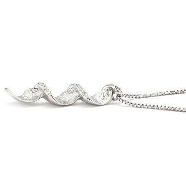 ノンブランド NON BRAND トリロジー ダイヤペンダント ホワイトゴールド K18WG ダイヤモンド ネックレス 3P 3粒 スリーストーンネックレス 18K WG Au750