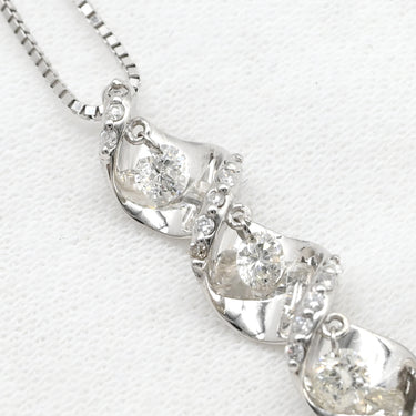 ノンブランド NON BRAND トリロジー ダイヤペンダント ホワイトゴールド K18WG ダイヤモンド ネックレス 3P 3粒 スリーストーンネックレス 18K WG Au750