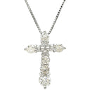 ノンブランド NON BRAND ダイヤモンド 0.50ct クロスペンダント プラチナシルバー Pt900 ダイヤモンド Pt850(チェーン) ネックレス 十字架 CROSS 10石 10P 10粒 ブリリアントカット