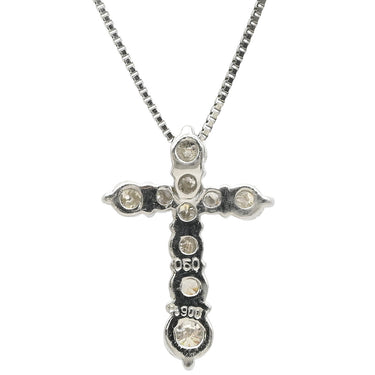 ノンブランド NON BRAND ダイヤモンド 0.50ct クロスペンダント プラチナシルバー Pt900 ダイヤモンド Pt850(チェーン) ネックレス 十字架 CROSS 10石 10P 10粒 ブリリアントカット