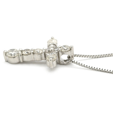 ノンブランド NON BRAND ダイヤモンド 0.50ct クロスペンダント プラチナシルバー Pt900 ダイヤモンド Pt850(チェーン) ネックレス 十字架 CROSS 10石 10P 10粒 ブリリアントカット
