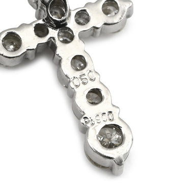 ノンブランド NON BRAND ダイヤモンド 0.50ct クロスペンダント プラチナシルバー Pt900 ダイヤモンド Pt850(チェーン) ネックレス 十字架 CROSS 10石 10P 10粒 ブリリアントカット