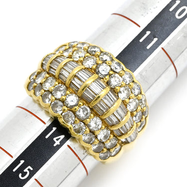 ノンブランド NON BRAND ダイヤモンド 3.50ct イエローゴールド K18YG ダイヤモンド リング 指輪 K18 Au750 YG パヴェダイヤ 13.5号