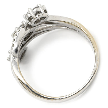 ノンブランド NON BRAND ダイヤリング ホワイトゴールド K18WG ダイヤモンド リング 指輪 クラスターセッティング ホワイトゴールド パヴェダイヤ フラワー 花 18号