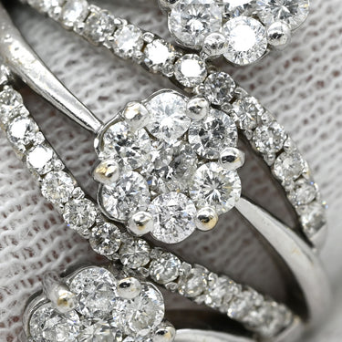 ノンブランド NON BRAND ダイヤリング ホワイトゴールド K18WG ダイヤモンド リング 指輪 クラスターセッティング ホワイトゴールド パヴェダイヤ フラワー 花 18号