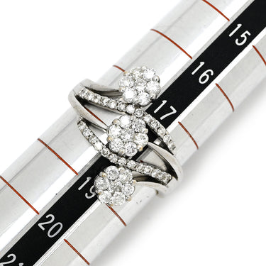 ノンブランド NON BRAND ダイヤリング ホワイトゴールド K18WG ダイヤモンド リング 指輪 クラスターセッティング ホワイトゴールド パヴェダイヤ フラワー 花 18号