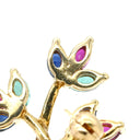 ノンブランド NON BRAND ルビー 0.34ct ブルーサファイア エメラルド ダイヤ イエローゴールド K18YG ルビー サファイア エメラルド ダイヤモンド ブローチ 赤 青 緑 フラワー 花束 ブーケ リボン