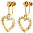 ノンブランド NON BRAND イエローゴールド K18YG ダイヤモンド イヤリング Au750 18K 18金 ダイヤ オープンハート型 ドロップイヤリング