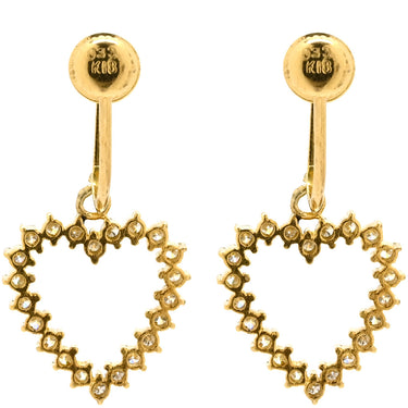 ノンブランド NON BRAND イエローゴールド K18YG ダイヤモンド イヤリング Au750 18K 18金 ダイヤ オープンハート型 ドロップイヤリング