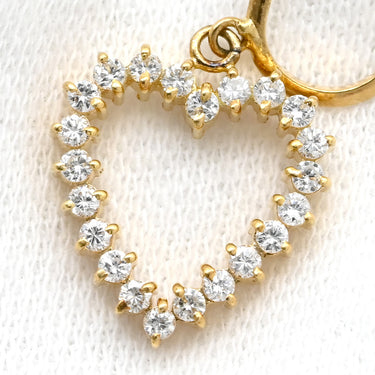 ノンブランド NON BRAND イエローゴールド K18YG ダイヤモンド イヤリング Au750 18K 18金 ダイヤ オープンハート型 ドロップイヤリング