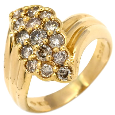 ノンブランド NON BRAND ダイヤ イエローゴールド K18YG ダイヤモンド リング 指輪 1.0ct メレ パヴェ 15P 15石 15粒 ブリリアントカット イエローゴールド YG Au750 18K 18金 ツイスト 12号