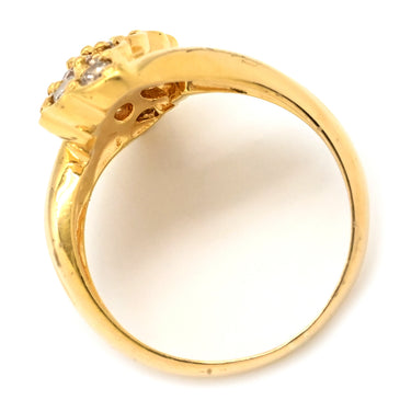 ノンブランド NON BRAND ダイヤ イエローゴールド K18YG ダイヤモンド リング 指輪 1.0ct メレ パヴェ 15P 15石 15粒 ブリリアントカット イエローゴールド YG Au750 18K 18金 ツイスト 12号