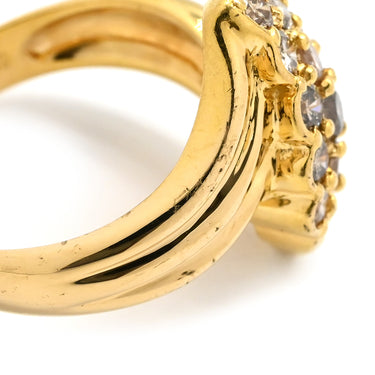 ノンブランド NON BRAND ダイヤ イエローゴールド K18YG ダイヤモンド リング 指輪 1.0ct メレ パヴェ 15P 15石 15粒 ブリリアントカット イエローゴールド YG Au750 18K 18金 ツイスト 12号