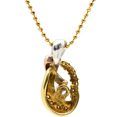 ノンブランド NON BRAND コンビカラー ダイヤ ペンダント シルバー×イエローゴールド×ピンクゴールド K18YG K18PG Pt900 ダイヤモンド ネックレス Au750 18K×Pt 18金 ダイヤモンド10P 10粒 ウェーブ型 ボールチェーン