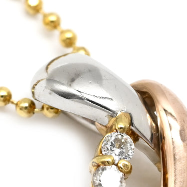 ノンブランド NON BRAND コンビカラー ダイヤ ペンダント シルバー×イエローゴールド×ピンクゴールド K18YG K18PG Pt900 ダイヤモンド ネックレス Au750 18K×Pt 18金 ダイヤモンド10P 10粒 ウェーブ型 ボールチェーン