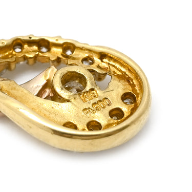 ノンブランド NON BRAND コンビカラー ダイヤ ペンダント シルバー×イエローゴールド×ピンクゴールド K18YG K18PG Pt900 ダイヤモンド ネックレス Au750 18K×Pt 18金 ダイヤモンド10P 10粒 ウェーブ型 ボールチェーン