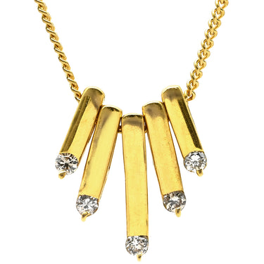 ノンブランド NON BRAND ダイヤ ペンダント イエローゴールド K18YG ダイヤモンド ネックレス Au750 18K 18金 5P 5石 5粒 ゴールドバー